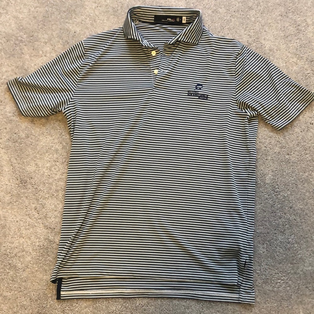 Ralph Lauren (RLX) - Men's Striped Polo Shirt - Blue, Green, and White